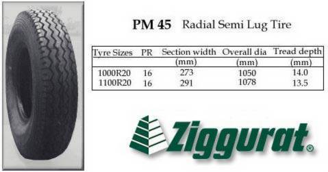ZIGGURAT PM 45 Semi Lug Tire